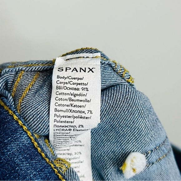 SPANX high rise flare dark wash blue jeans size medium - Picture 5 of 9